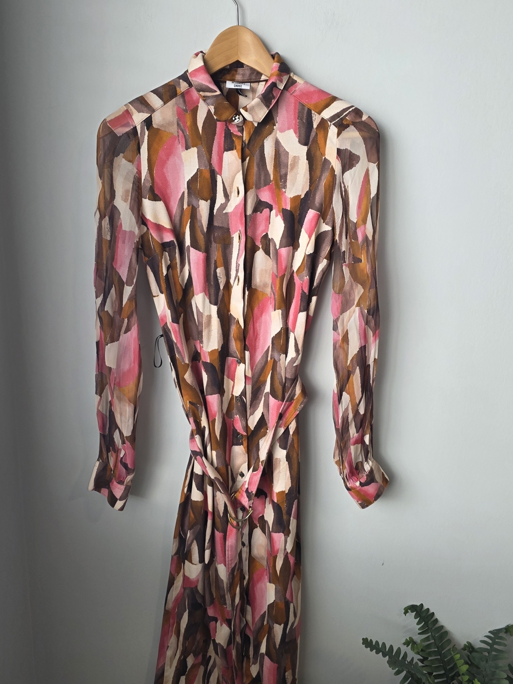 DESOTO Designer’s Choice Abstract Print Belted Shirt Dress Size 36